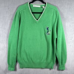 VINTAGE 90s John Ashford Embroidered Golf Sweater Mens XL‎ Kelly Green